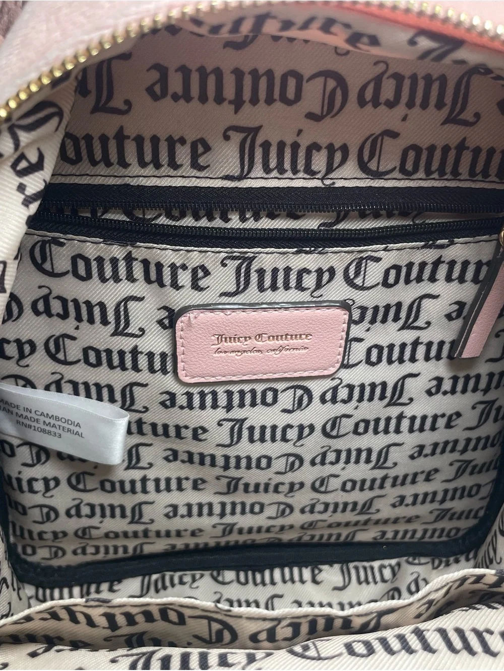 Juicy Couture Soft Pink Velvet  Mini Backpack with Heart Charm‎